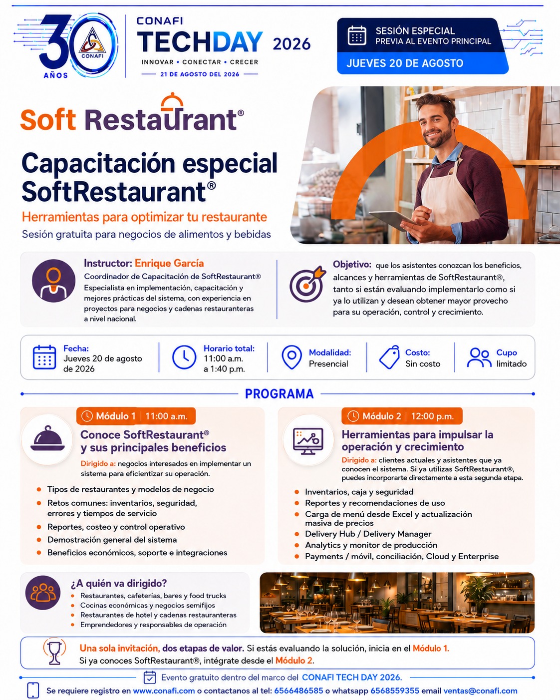Capacitación especial SoftRestaurant: Herramientas para optimizar tu restaurante